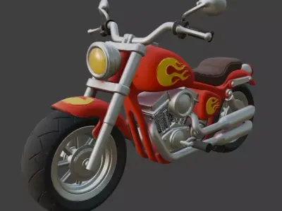 Cartoon Red Chopper Motorcycle 3D Model 3D model purchase