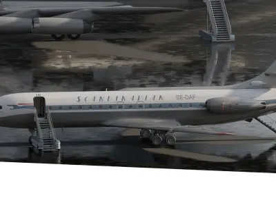Scandinavian Airlines Fleet DC-8s and Caravelle 3D model