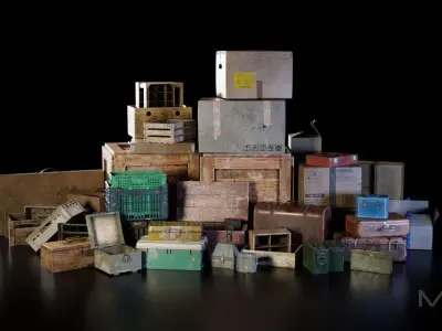Boxes Collection Low-poly 3D model