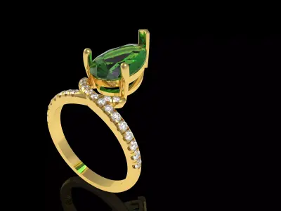 Pear Diamond Engagement Ring 3D print model