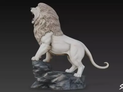 Lion Statue V27 Low-poly 3D model