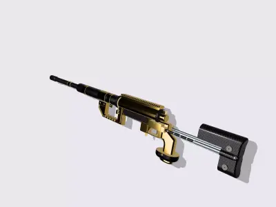 Gold and Carbon Sniper Gun CheyTac M200 Version 3D model