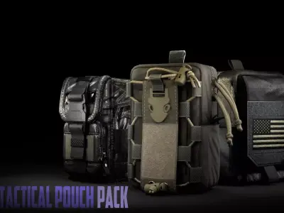 Game Ready Lowpoly Tactical Pouch Pack Free low-poly 3D model