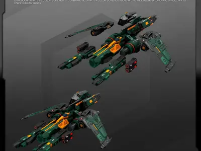 MODULAR SF Fighters GXX Low-poly 3D model
