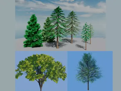 Trees Pack Pine Bush 3D model