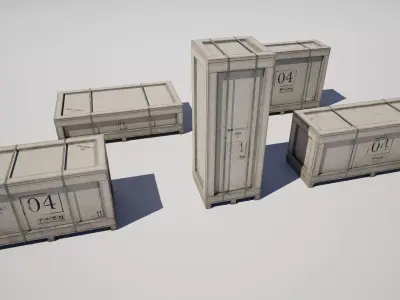 Wooden Military Crate Variations Pack Low-poly 3D model