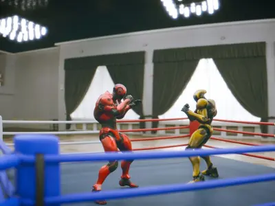 Battle Arena Sci fi robots animated Low-poly 3D model