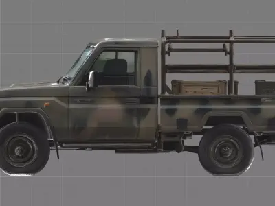 Combat Technical Pickup Truck - Military Game Ready  Low-poly 3D model