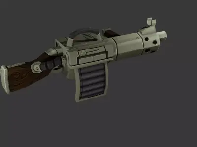 BarbarianMachineGun grenade launcher Low-poly 3D model