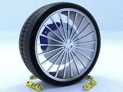 ORTAS CAR RIM 54 GAME READY RIM TIRE AND DISC 3D model