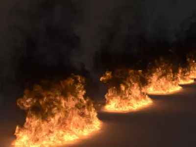 Volumetric Thick Smoke Oil Fire VDB Set for Blender 3D model