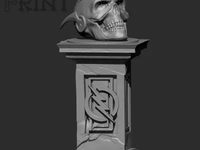 Flash Skull on pedestal Free 3D print model