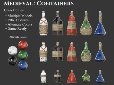 Medieval Collection Containers Bottles and Jars 3D Model Pack purchase