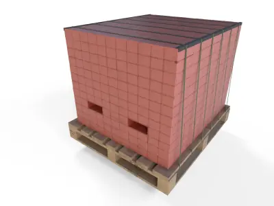 Pallet of bricks Low-poly 3D model