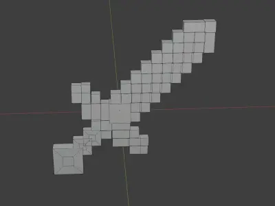 The voxel melee military Low-poly 3D model