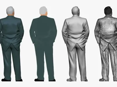001267 smiling old man in gray suit 3D model