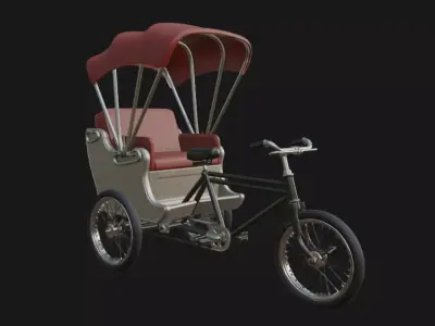 Bicycle Rickshaw  Vintage 3D Pedicab 3D model