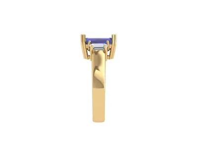 Solitair 3 Stone Ring 3D print model 5