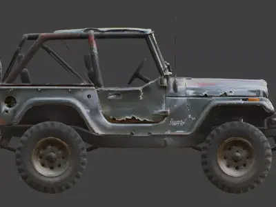 Damaged Post Apocalyptic Off Road Jeep 3D Model V02 Low-poly 3D model
