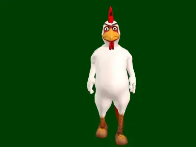 Toon Rooster with Animation 3D model