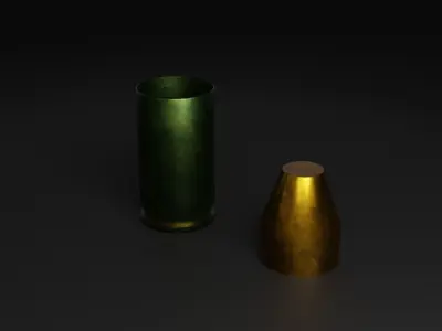 9x18mm police ammo casing and bullet Low-poly 3D model Low-poly 3D model