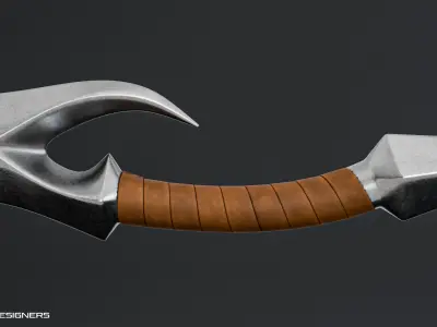 Curved Fantasy Dagger - Stylized Dual Blade 3D model