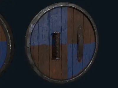 Stylized Medieval Shield - Round Shield - Wooden Shield Low-poly 3D model