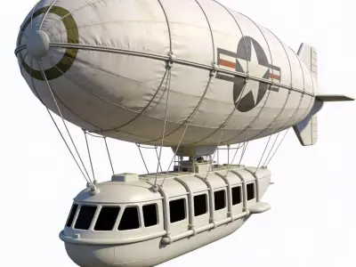 WWII Military Dirigible 3D Model Low-poly 3D model
