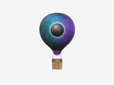 Balloon Hot Air 09 Galaxy - Aircraft Cartoon Low-poly 3D model