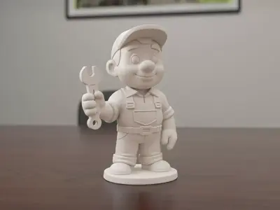 Cartoon Mechanic 3D Printable 3D print model get