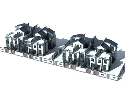Villa three apartment buildings 3D model