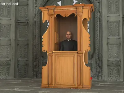 Confessional Booth with Priest 3D model