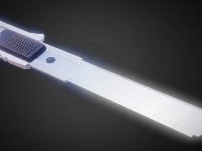 Box Cutter Lowpoly White Plastic - Gameready - PBR Textures Low-poly 3D model