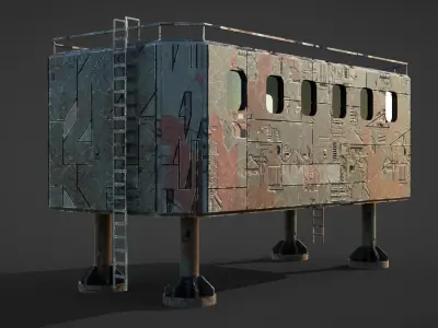 sci-fi station Low-poly 3D model