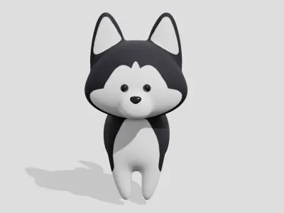 Cute husky dog  3D model