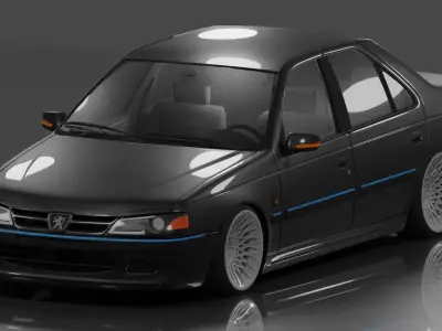 Peugeot pars sport light  Free low-poly 3D model