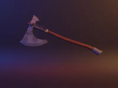 Hand-Paint Game Ready Low-poly 3D model axe Low-poly 3D model