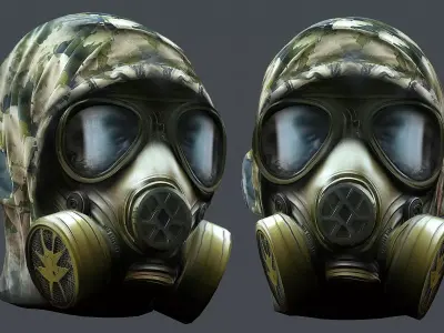 Gas mask helmet 3d model military combat Low-poly 3D model Low-poly 3D model 2