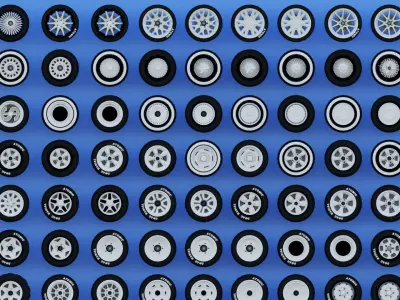 300 Wheels for Car and Motorcycle Collection Textured  Low-poly 3D model