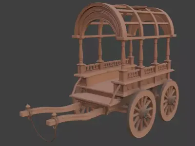 Ornate Wooden Carriage 3D Model 3D model purchase