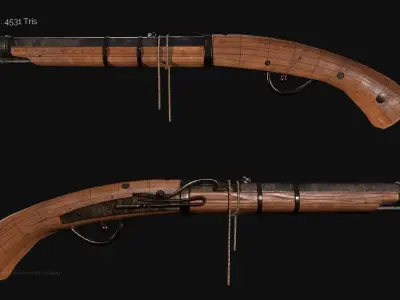 Japanese Shortmatchlock  Low-poly 3D model