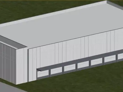 modern factory building 3D model