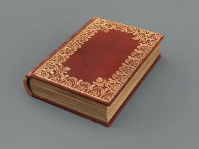 Old leather cover book Low-poly 3D model