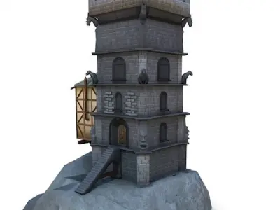 Medieval Building 38 Wizard Tower Low-poly 3D model