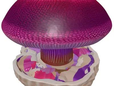 Intricate Purple Mushroom Plant 3D model
