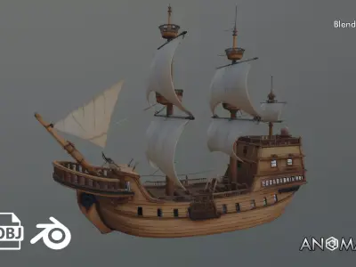 wood ship 3D model