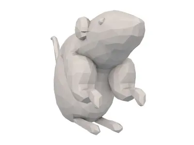 Low Poly Mouse two rat figurines Low-poly 3D model