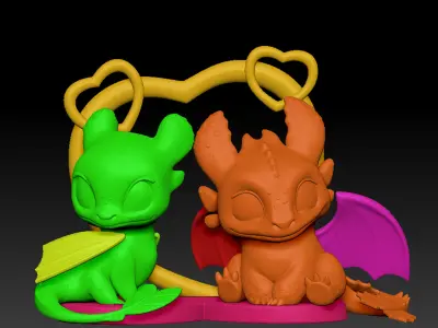 Toothless and Light fury 3D print model