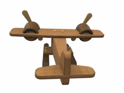 Wooden airplane toy seaplane Free 3D model