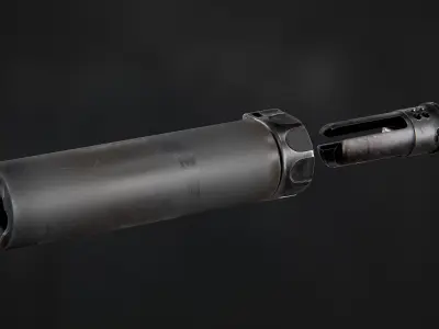 Surefire SOCOM556 RC2 WARCOMP Flash Hider Low-poly 3D model
